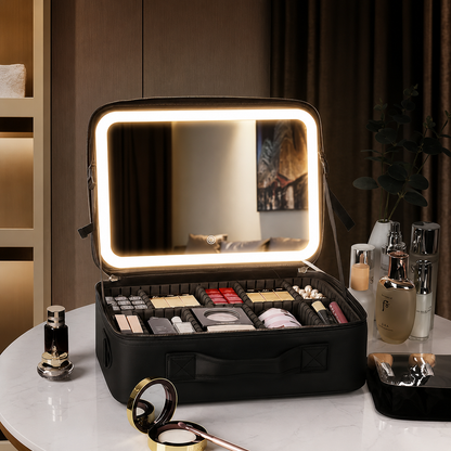 Trousse de maquillage avec miroir LED amovible